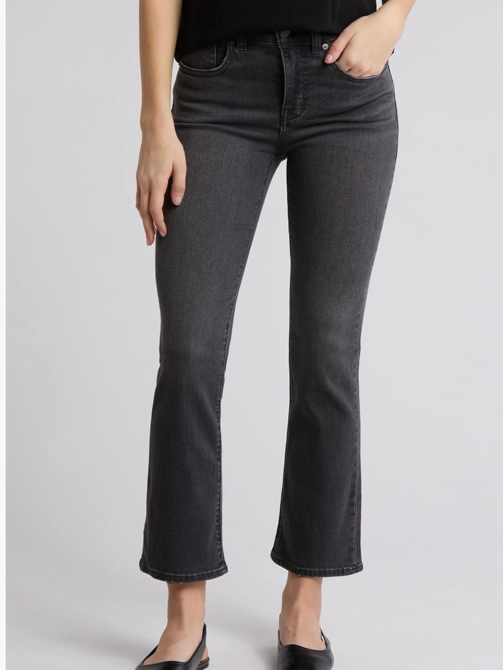 Madewell Mid-Rise Kick Out Black Denim Jeans Size 28P Petite